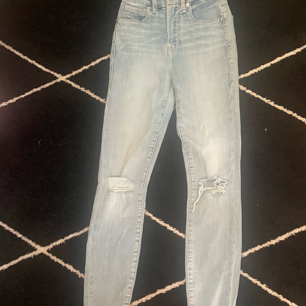 Good American Light Blue Ripped Skinny Jeans New Size 2/26